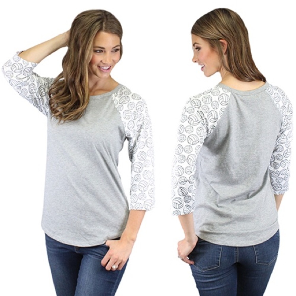 Volleyball Raglan T-Shirt NWT  🏐 in Gray
